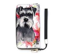 DWTJKMS Schnauzer Lange Geldbörse, schlanke Brieftasche aus PU-Leder, für Männer und Frauen, minimalistische Geldbörse mit Kartenfächern, weiß, 20 x 10,5 cm, weiß, 20x10.5cm