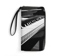 DWTJKMS Schwarz Weiß Klavier Tastatur Lange Brieftasche Schlank PU Leder Brieftaschen für Männer Frauen Minimalistische Brieftasche mit Kartenfächern, Weiß, 19,7 * 10,5 cm, Weiß, 19.7x10.5cm, blank,