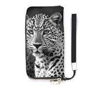 DWTJKMS Schwarz-Weiß-Leoparden-Tier-Geldbörse, schmal, PU-Leder, Geldbörsen für Männer und Frauen, minimalistische Geldbörse mit Kartenfächern, weiß, 20 x 10,5 cm, weiß, 20x10.5cm