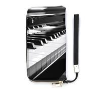 DWTJKMS Schwarz-weiße Klaviertastatur-Geldbörse, schmale Geldbörse aus PU-Leder für Männer und Frauen, minimalistische Geldbörse mit Kartenfächern, weiß, 20 x 10,5 cm, weiß, 20x10.5cm