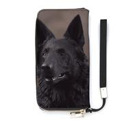 DWTJKMS Schwarze Deutsche Schäferhund-Geldbörse, schmal, PU-Leder, für Männer und Frauen, minimalistische Geldbörse mit Kartenfächern, weiß, 20 x 10,5 cm, weiß, 20x10.5cm