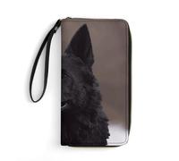 DWTJKMS Schwarze Deutsche Schäferhund, lange Geldbörse, schlanke Brieftasche aus PU-Leder, für Männer und Frauen, minimalistische Geldbörse mit Kartenfächern, weiß, 19,7 x 10,5 cm, weiß, 19.7x10.5cm