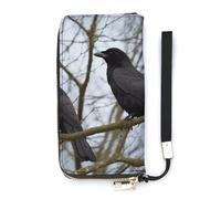 DWTJKMS Schwarze Krähenvögel lange Geldbörse, schlanke Brieftasche aus PU-Leder, für Männer und Frauen, minimalistische Geldbörse mit Kartenfächern, weiß, 20 x 10,5 cm, weiß, 20x10.5cm