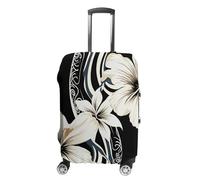 DWTJKMS Schwarze und weiße Hawaii-Blumen, Gepäckabdeckung, einfacher und großzügiger Koffer-Staubschutz, waschbar, kratzfest, für 48,3 - 81,3 cm große Koffer, Stil:, S, Kofferabdeckung