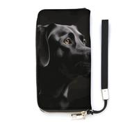 DWTJKMS Schwarzer Labrador lange Geldbörse, schlanke Brieftasche aus PU-Leder, für Männer und Frauen, minimalistische Geldbörse mit Kartenfächern, weiß, 20 x 10,5 cm, weiß, 20x10.5cm