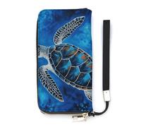 DWTJKMS Sea Turtle-Blue lange Geldbörse, schlanke Brieftasche aus PU-Leder, für Männer und Frauen, minimalistische Geldbörse mit Kartenfächern, weiß, 20 x 10,5 cm, weiß, 20x10.5cm