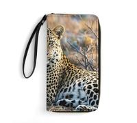 DWTJKMS Serious Langes Portemonnaie mit Leopardenmuster, schlankes PU-Leder, für Herren und Damen, minimalistische Geldbörse mit Kartenfächern, Weiß, 19,7 x 10,5 cm, weiß, 19.7x10.5cm