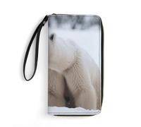 DWTJKMS Snow Animal Polar Bear Lange Geldbörse, schlanke PU-Leder-Geldbörsen für Männer und Frauen, Minimalistische Geldbörse mit Kartenfächern, Weiß, 19.7x10.5cm, Weiß, 19.7x10.5cm, blank,