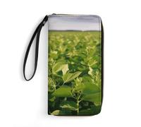 DWTJKMS Soybean Field Lange Brieftasche, schlanke Brieftasche aus PU-Leder, für Männer und Frauen, minimalistische Geldbörse mit Kartenfächern, weiß, 19,7 x 10,5 cm, weiß, 19.7x10.5cm