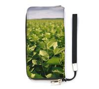 DWTJKMS Soybean Field Lange Brieftasche, schlanke PU-Ledergeldbörsen für Männer und Frauen, minimalistische Geldbörse mit Kartenfächern, weiß, 20 x 10,5 cm, weiß, 20x10.5cm