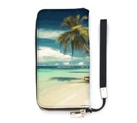 DWTJKMS Tropical Holidays Lange Brieftasche, schlanke Brieftasche aus PU-Leder, für Männer und Frauen, minimalistische Geldbörse mit Kartenfächern, Weiß, 20 x 10,5 cm, weiß, 20x10.5cm