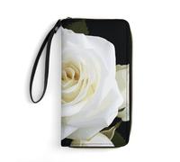 DWTJKMS Weiße Rose Lange Brieftasche Schlank PU Leder Brieftaschen für Männer Frauen Minimalistische Geldbörse mit Kartenfächern, Weiß, 19.7 * 10.5cm, Weiß, 19.7x10.5cm, blank, 19.7x10.5cm