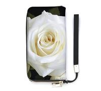 DWTJKMS White Rose Lange Geldbörse, schlanke Brieftasche aus PU-Leder, für Männer und Frauen, minimalistische Geldbörse mit Kartenfächern, Weiß, 20 x 10,5 cm, weiß, 20x10.5cm