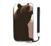 DWTJKMS Wild Bear Lange Geldbörse, schlanke Brieftasche aus PU-Leder, für Männer und Frauen, minimalistische Geldbörse mit Kartenfächern, Weiß, 20 x 10,5 cm, weiß, 20x10.5cm