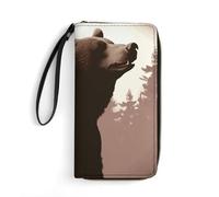 DWTJKMS Wild Bear Lange Geldbörse, schmal, PU-Leder, für Damen und Herren, minimalistische Geldbörse mit Kartenfächern, Weiß, 19,7 x 10,5 cm, weiß, 19.7x10.5cm