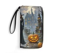 DWTJKMS Witches Lange Geldbörse, schmal, PU-Leder, für Männer und Frauen, minimalistische Geldbörse mit Kartenfächern, weiß, 19,7 x 10,5 cm, weiß, 19.7x10.5cm