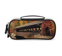 DWVSFJM Federmäppchen aus PU-Leder, wasserdicht, tragbar, Make-up-Tasche mit Reißverschluss, Albany verdeckte Brücke, Federmäppchen für Bürobedarf, Make-up-Tasche