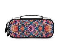 DWVSFJM Federmäppchen aus PU-Leder, wasserdicht, tragbar, Make-up-Tasche mit Reißverschluss, buntes symmetrisches Muster, Federmäppchen für Bürobedarf, Make-up-Tasche