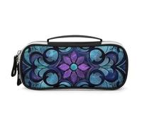 DWVSFJM Federmäppchen aus PU-Leder, wasserdicht, tragbar, Make-up-Tasche mit Reißverschluss, Buntglas-Muster, Federmäppchen für Bürobedarf, Make-up-Tasche