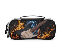 DWVSFJM Federmäppchen aus PU-Leder, wasserdicht, tragbar, Make-up-Tasche mit Reißverschluss, E-Gitarre, Musik, Bleistifttasche für Bürobedarf, Make-up-Tasche