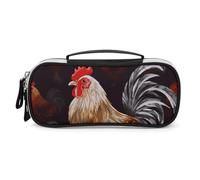 DWVSFJM Federmäppchen aus PU-Leder, wasserdicht, tragbar, Make-up-Tasche mit Reißverschluss, glänzend, Hahn, Federmäppchen für Bürobedarf, Make-up-Tasche