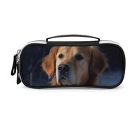 DWVSFJM Federmäppchen aus PU-Leder, wasserdicht, tragbar, Make-up-Tasche mit Reißverschluss, Golden Retriever, Federmäppchen für Bürobedarf, Make-up-Tasche