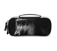 DWVSFJM Federmäppchen aus PU-Leder, wasserdicht, tragbar, Make-up-Tasche mit Reißverschluss, Gorilla-Bleistifttasche für Erwachsene, Bürobedarf, Make-up-Tasche