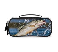 DWVSFJM Federmäppchen aus PU-Leder, wasserdicht, tragbar, Make-up-Tasche mit Reißverschluss, große Öffnung, Barsch, Bits, Köder, Bleistifttasche für Bürobedarf, Make-up-Tasche