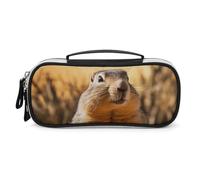 DWVSFJM Federmäppchen aus PU-Leder, wasserdicht, tragbar, Make-up-Tasche mit Reißverschluss, handgezeichnetes Murmeltier-Federmäppchen für Bürobedarf, Make-up-Tasche