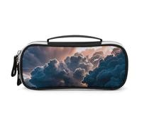 DWVSFJM Federmäppchen aus PU-Leder, wasserdicht, tragbar, Make-up-Tasche mit Reißverschluss, herrlicher Regensturm, Wolke, Federmäppchen für Bürobedarf, Make-up-Tasche