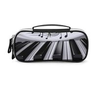 DWVSFJM Federmäppchen aus PU-Leder, wasserdicht, tragbar, Make-up-Tasche mit Reißverschluss, Klavier-Musik-Symbol, Stifteetui für Bürobedarf, Make-up-Tasche