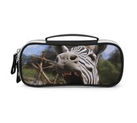 DWVSFJM Federmäppchen aus PU-Leder, wasserdicht, tragbar, Make-up-Tasche mit Reißverschluss, lustiges Zebra-Stiftetui für Bürobedarf, Make-up-Tasche