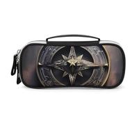 DWVSFJM Federmäppchen aus PU-Leder, wasserdicht, tragbar, Make-up-Tasche mit Reißverschluss, magisches Design, nordische Runen, Kompass, Bleistifttasche für Bürobedarf, Make-up-Tasche