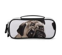 DWVSFJM Federmäppchen aus PU-Leder, wasserdicht, tragbar, Make-up-Tasche mit Reißverschluss, Mops-Hund, Federmäppchen für Bürobedarf, Make-up-Tasche