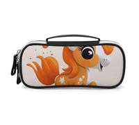 DWVSFJM Federmäppchen aus PU-Leder, wasserdicht, tragbar, Make-up-Tasche mit Reißverschluss, niedliches orangefarbenes Pony-Federmäppchen für Bürobedarf, Make-up-Tasche