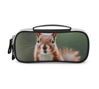 DWVSFJM Federmäppchen aus PU-Leder, wasserdicht, tragbar, Make-up-Tasche mit Reißverschluss, niedliche Eichhörnchen, Federmäppchen für Bürobedarf, Make-up-Tasche