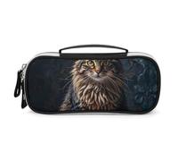 DWVSFJM Federmäppchen aus PU-Leder, wasserdicht, tragbar, Make-up-Tasche mit Reißverschluss, niedliche und schöne Katze, Federmäppchen für Bürobedarf, Make-up-Tasche