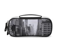 DWVSFJM Federmäppchen aus PU-Leder, wasserdicht, tragbar, Make-up-Tasche mit Reißverschluss, Schwarz und Weiß, New York, Federmäppchen für Bürobedarf, Make-up-Tasche