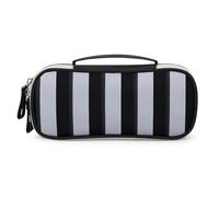 DWVSFJM Federmäppchen aus PU-Leder, wasserdicht, tragbar, Make-up-Tasche mit Reißverschluss, schwarz und weiß gestreift, für Bürobedarf, Make-up-Tasche