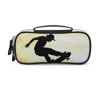 DWVSFJM Federmäppchen aus PU-Leder, wasserdicht, tragbar, Make-up-Tasche mit Reißverschluss, Skateboard-Bleistifttasche für Bürobedarf, Make-up-Tasche
