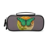 DWVSFJM Federmäppchen aus PU-Leder, wasserdicht, tragbar, Make-up-Tasche mit Reißverschluss, Sonne und Mond, grüne Motte, Federmäppchen für Bürobedarf, Make-up-Tasche