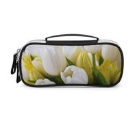 DWVSFJM Federmäppchen aus PU-Leder, wasserdicht, tragbar, Make-up-Tasche mit Reißverschluss, verschiedene Blumen, Federmäppchen für Bürobedarf, Make-up-Tasche