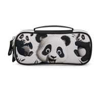 DWVSFJM Federmäppchen aus PU-Leder, wasserdicht, tragbar, Make-up-Tasche mit Reißverschluss, verspielter Panda, Federmäppchen für Bürobedarf, Make-up-Tasche