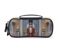 DWVSFJM Federmäppchen aus PU-Leder, wasserdicht, tragbar, Make-up-Tasche mit Reißverschluss, Vintage-Nussknacker-Bleistifttasche für Bürobedarf, Make-up-Tasche