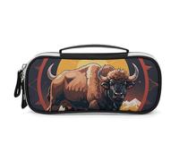 DWVSFJM Federmäppchen aus PU-Leder, wasserdicht, tragbar, Make-up-Tasche mit Reißverschluss, wilde amerikanische Bison-Berge, Federmäppchen für Bürobedarf, Make-up-Tasche