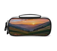 DWVSFJM Federmäppchen aus PU-Leder, wasserdicht, tragbar, Make-up-Tasche mit Reißverschluss, Wolkengarten bei Sonnenuntergang, Federmäppchen für Bürobedarf, Make-up-Tasche