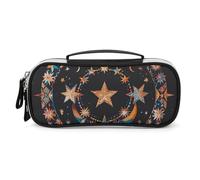 DWVSFJM Federmäppchen aus PU-Leder, wasserdicht, tragbar, Make-up-Tasche mit Reißverschluss, wunderschöne Sterne und Mond, Federmäppchen für Bürobedarf, Make-up-Tasche