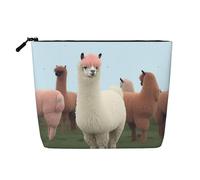 Dwvtfsm Alpakas Make-up-Tasche für Damen, wasserdicht, Leinen, Reise-Kosmetik-Organizer, leichter Reißverschluss, Reise-Kulturbeutel, Organizer, Make-up-Pinsel, Aufbewahrungstasche