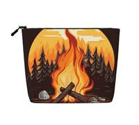 Dwvtfsm Bonfire Make-up-Tasche für Damen, wasserdicht, Leinen, Reise-Kosmetik-Organizer, leichter Reißverschluss, Reise-Kulturbeutel, Organizer, Make-up-Pinsel, Aufbewahrungstasche