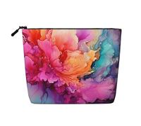 Dwvtfsm Bunte Aquarell-Malerei-Make-up-Tasche für Damen, wasserdicht, Leinen, Reise-Kosmetik-Organizer, leichter Reißverschluss, Reise-Kulturbeutel, Organizer, Make-up-Pinsel, Aufbewahrungstasche